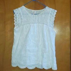 Crochet and lace white blouse - small